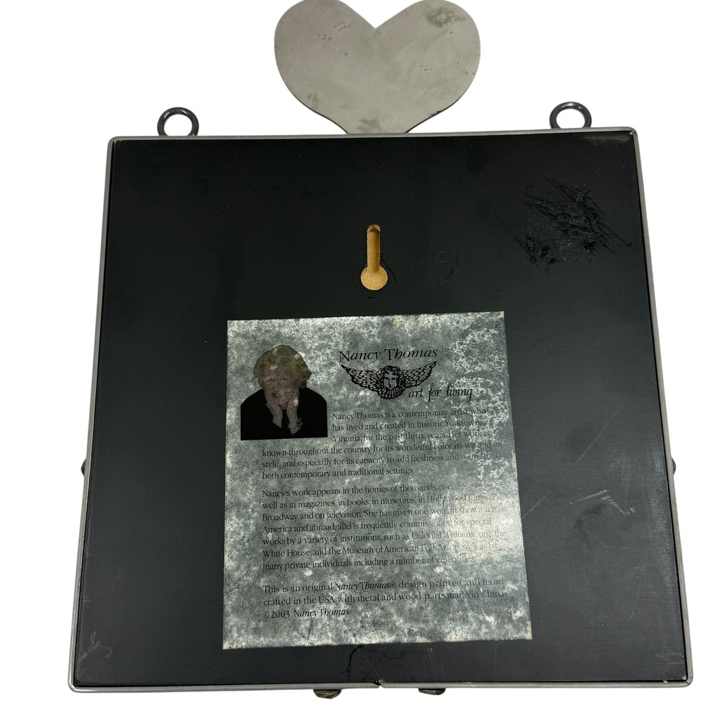Nancy Thomas Art for Living February Calendar Plaque Heart Folk Art 2003 Metal - Picture 7 of 7